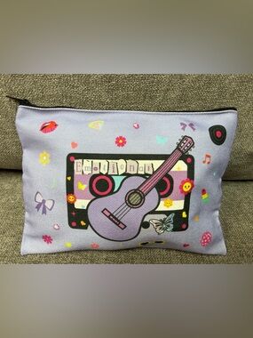 Guitar Butterfly Graphic Organizer Zipper Pouch. NWOT (Material type; Canvas)